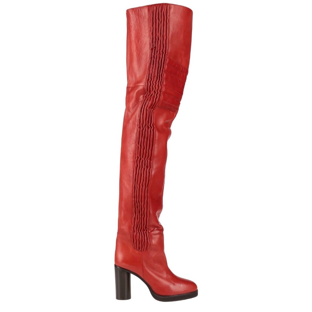 Isabel Marant Red Over the Knee Boots - Picture 4 of 9